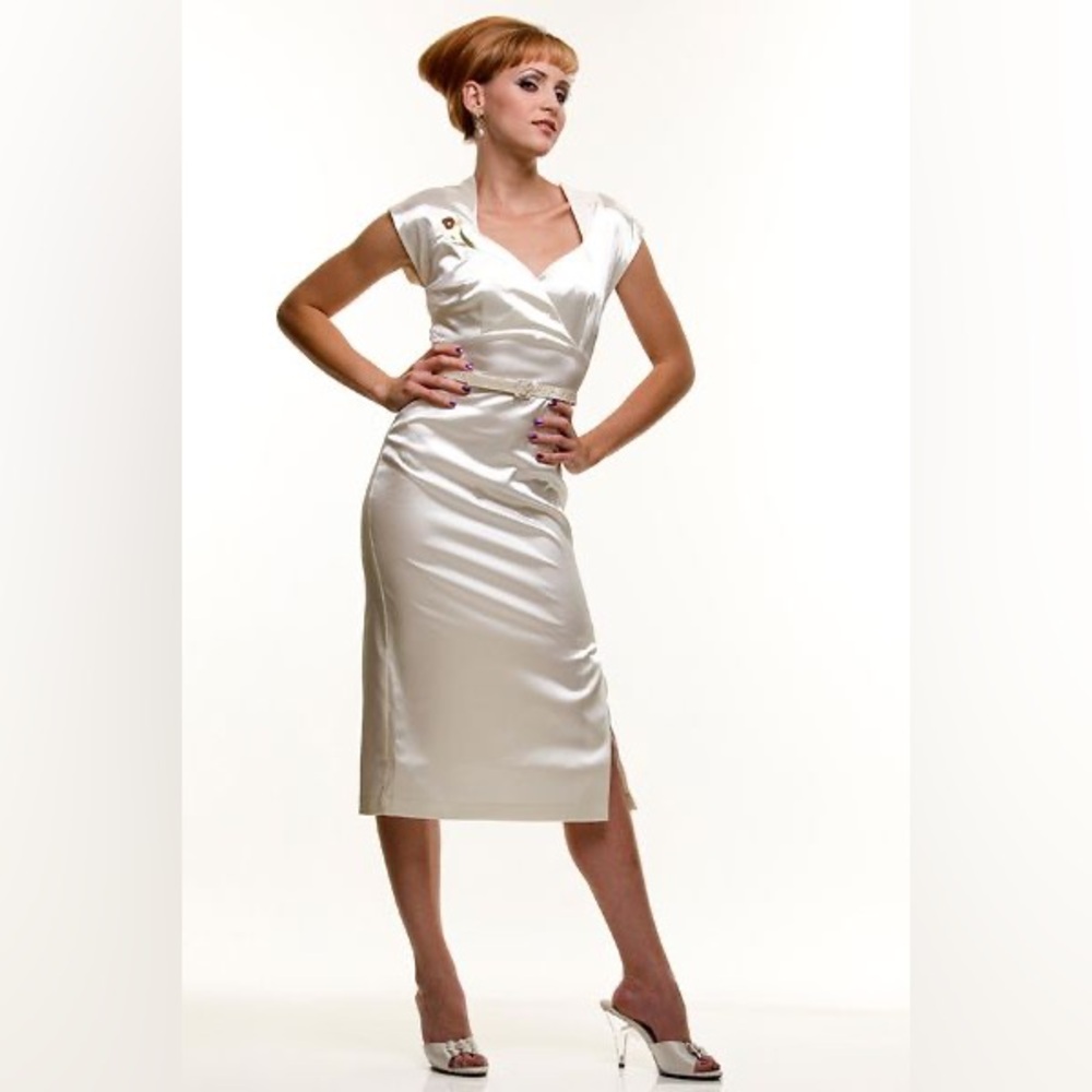 Stop Staring Billion Dollar Baby Cream Satin Midi Dress